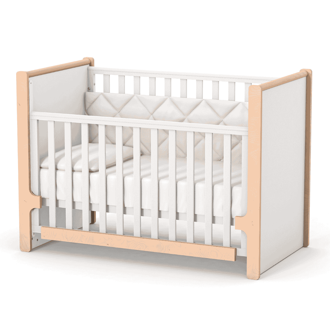 Dětská postýlka Markito Gekko Kids 120x60. Bílá / Přírodní Buk